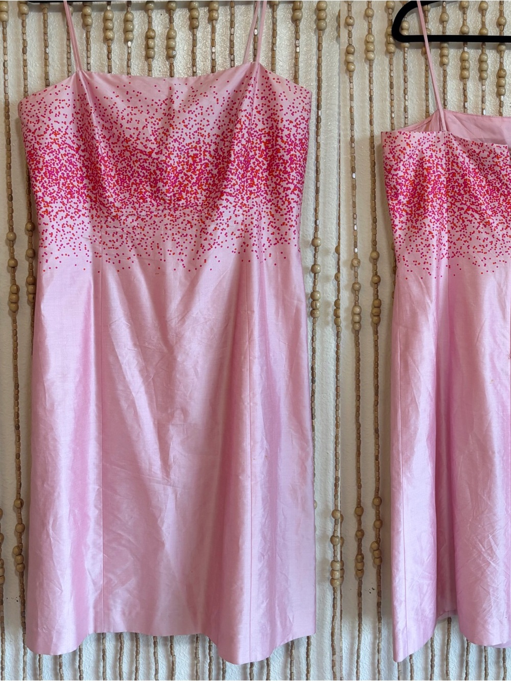 Vintage Ann Taylor Pink Polka Dot Silk Tank Shift Y2K 2000s Glam Feminine Party